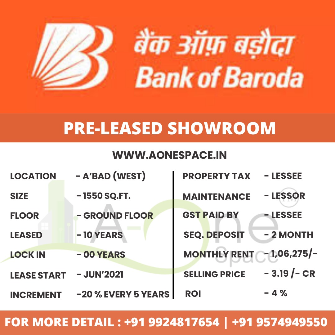 RETAIL Commercial Pre-leased for Sell in Prahladnagar Ahmedabad